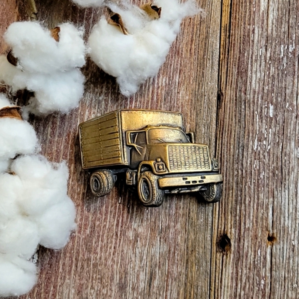 Vintage Brass Truck Belt Buckle